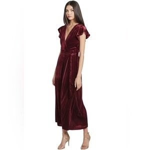 Misa Los Angeles Carolina Wine Velvet Burgundy Maxi Dress M